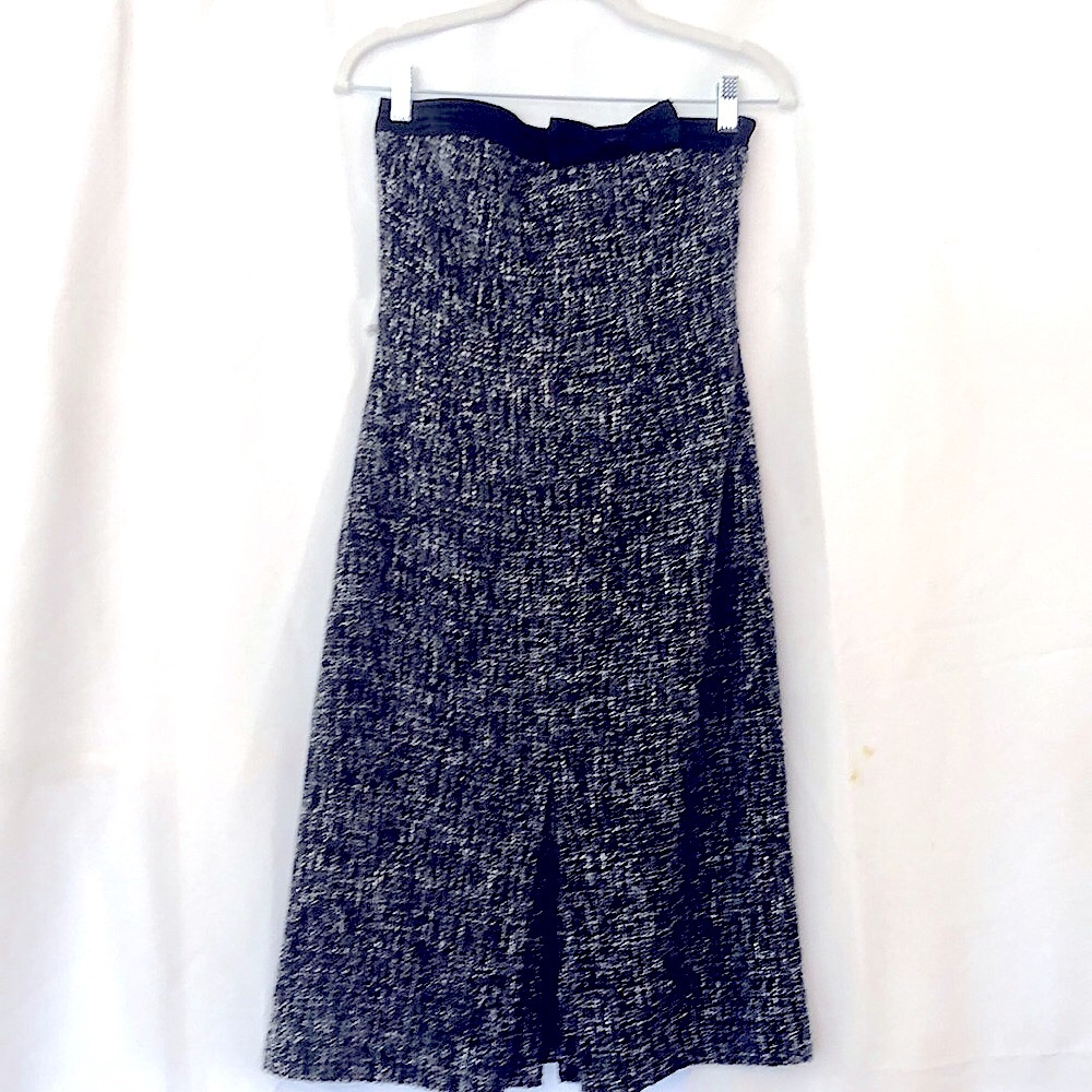 Express Black and White Strapless Tweed Dress